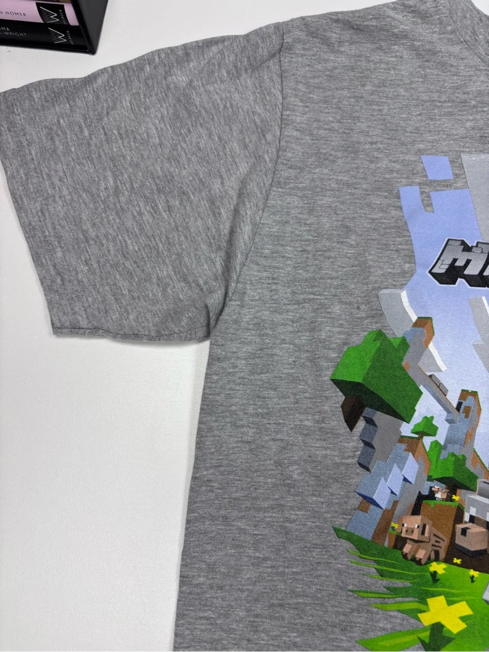 Official Minecraft Gray Graphic Kids T-Shirt EUC Youth Size XL Unisex Casual